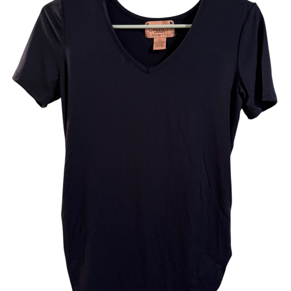 NWT Emma’s Expressions Maternity Navy Short Sleeve V-Neck Tee